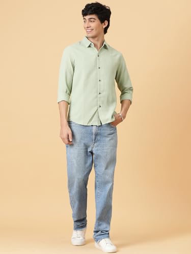 Image of KOTTY Men's Textured Casual Shirt - Long Sleeve||Button-Down Collar||Classic Fit