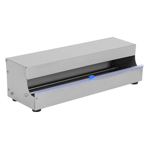 10-18in Adjustable Stainless Steel Cling Film Dispenser with Cutter, Food Wrap Machine | Safe One-Hand Slide Cutter for Kitchen Restaurant Supermarket