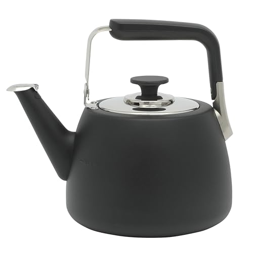 Sur La Table Kitchen Essentials Large 2 QT Heavy Gauge Stainless Steel Tea Kettle - Matte Black