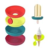 WUSJCOF 4-teilig Tropffreier Eis am Stiel-Halter für Kinder, Silikon Eis Halter mit runder Schale