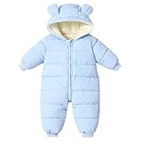 HengBo LED Schneeanzug Baby Mädchen Jungen Winter Overall Jumpsuit Einteiliger Mantel Neugeborenes Strampelanzug Skianzug für Kleinkind Schneesuit Winddicht Kapuze Fleece Strampler Oberbekleidung