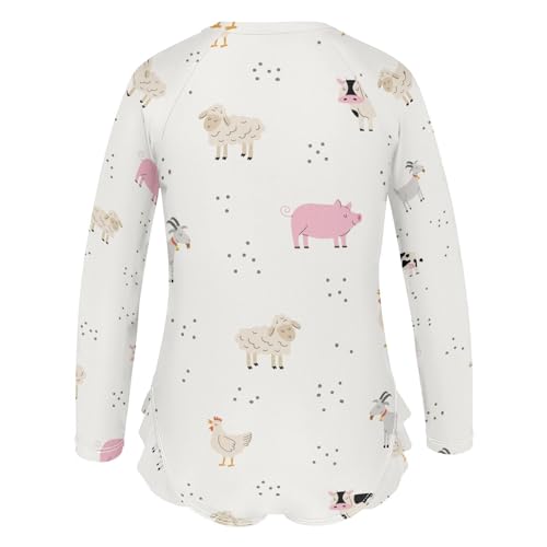 susiyo Farm Animals Girls Long Sleeve One Piece Swimsuits Rash Guard Bathing Suit UPF 50+ Zipper Girl Swimwear3