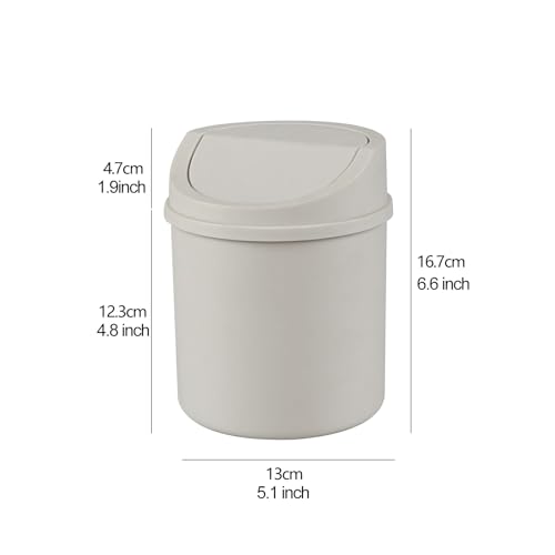 Papelera pequeña de plástico 0.5 gal blanca con tapa basculante miniatura 2