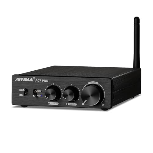 AIYIMA A07PRO TPA3255 - Amplificatore audio 2.0/2.1 canali, 300 W x 2 Classe D Hi-Fi Stereo Amplificatore QCC304X Bluetooth 5.2 con regolazione di altezza e bassi