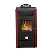 STUFE A PELLET ITALIA California 8 KW - Stufa ad Aria Ventilata Efficienza 91% Scalda 70m² Autonomia 20H Programmabile 5 Velocità e Potenze Design Compatto Garanzia 24 Mesi Rosso
