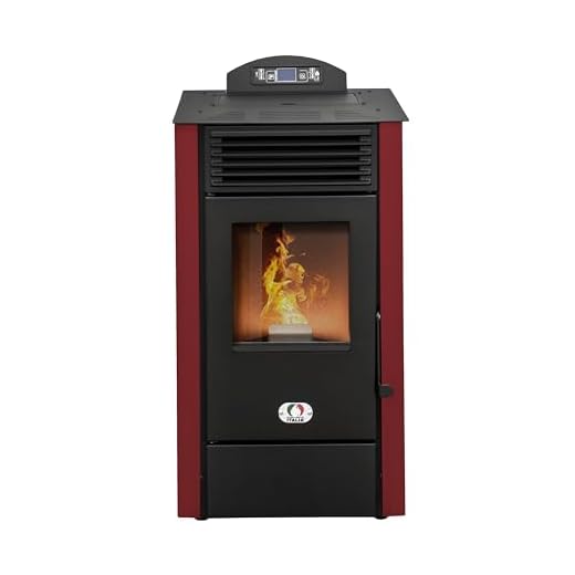 Stufe a Pellet Italia Srl - Estufa de pellets California, 8 Kw, estufa de pellet, ventilada, calienta hasta 60 m², 5 niveles de potencia, 5 velocidades de ventilación, programable, color rojo