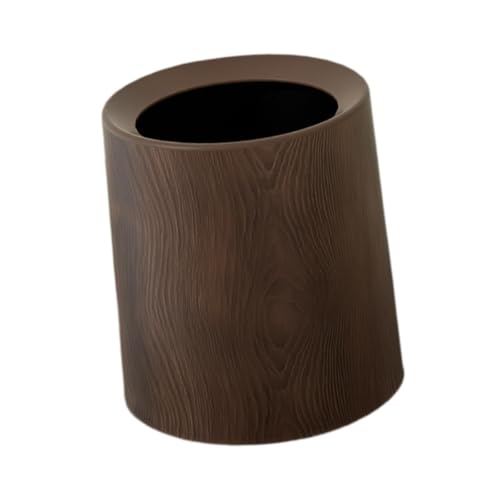 Papelera de imitación madera sin base de PP resistente y elegante para salón 6