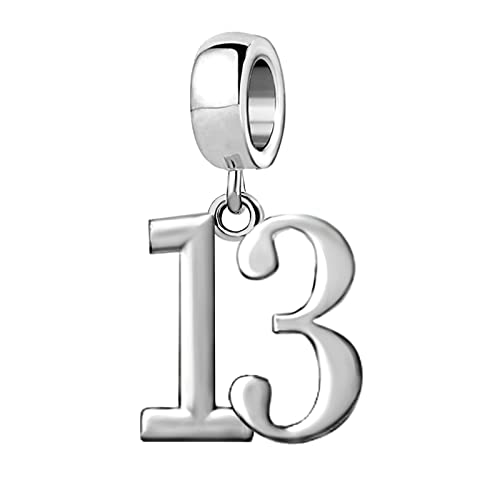 JMQJewelry 13th Happy Birthday Graduation 2024 Father Daughter Lucky 13th Number Charm Dangle Necklace Friend Family Womens Bead Charms Compatible with Pandora Bracelets