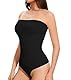 ONEW Damen Trägerloser Bandeau Shapewear Body Camisole Bodysuit Top mit Abnehmbarer Spaghettiträger Bauchweg Thong Miederbody Taillentrainer Tanga Body Shaper