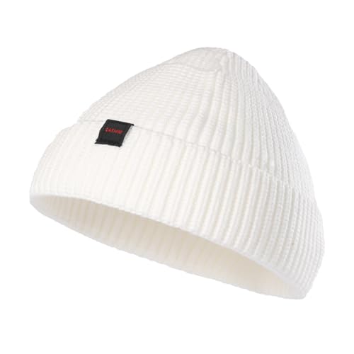DASMINI Fisherman Beanie Hats for Men Women,Knit Trawler Skull Cap,Watch Cap,Thick Stretchy Short Hats(Ivory,Size M)