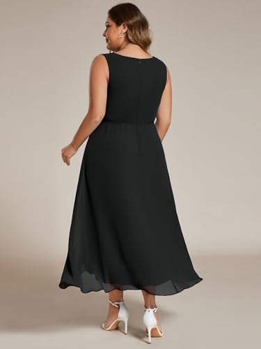 Image of Ever-Pretty Women's Summer Chiffon Sleeveless V Neck Applique Plus Size High Low Formal Wedding Guest Dresses 41926-PZ