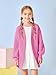 Haloumoning Kids Girls Open Front Cardigan Sweaters Long Sleeve Cable Knit Fashion Clothes with Pockets 5-14 Years Rose Red