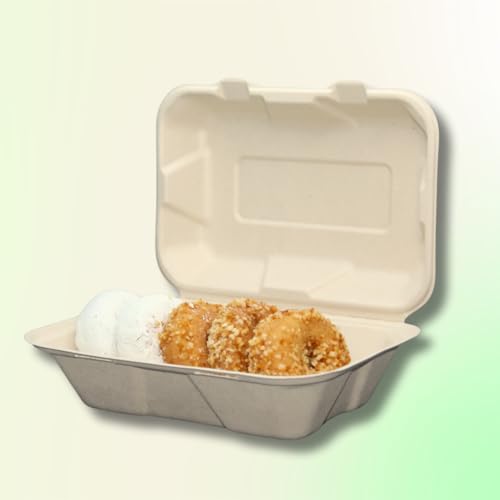 Biodegradable To Go Food Containers - Heavy Duty Disposable Clamshell Take Out Boxes with Lids. Designed for Restaurant Delivery or Home (9X6 Clamshell Container 50pck) - Image 3