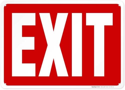 Exit Sign, Red Background Sign,