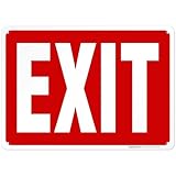 Exit Red Background Sign, 10x14 Inches, Rust Free .040 Aluminum, Fade Resistant, Made in USA