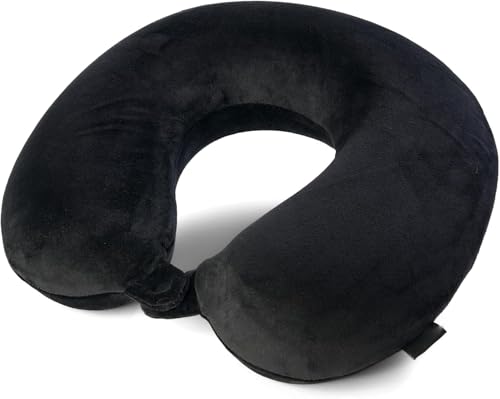 Travel Pillow Neck Pillow Memory Foam Pillows Head Support Cushion for Airplane Train Car Office Travel Essential Flight Pillows for a Long Hauls Sleeping Rest (Black)