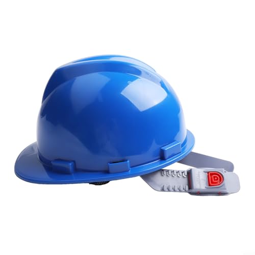 Casco de seguridad ABS tipo V para construcción con ajuste ajustable y cojín suave para cejas para ingeniería y trabajos industriales (azul)
