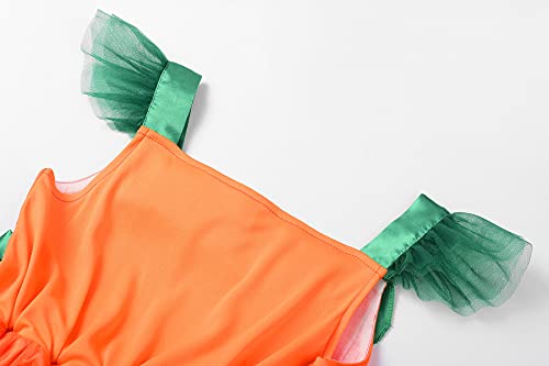 Miniatura 6 de Relibeauty Disfraz Calabaza Niña Halloween Vestido Tutu Chica Disfraz Fiesta Naranja Con Bolsa, 110
