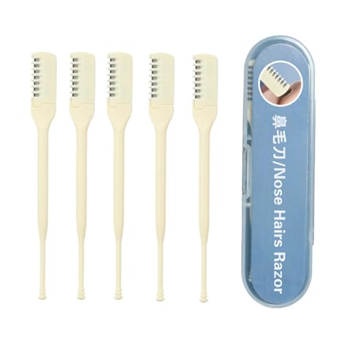 Cortador de vello nasal manual de 5 piezas, herramientas de depilación nasal de doble cara con auriculares | Herramienta de cuidado para el hogar