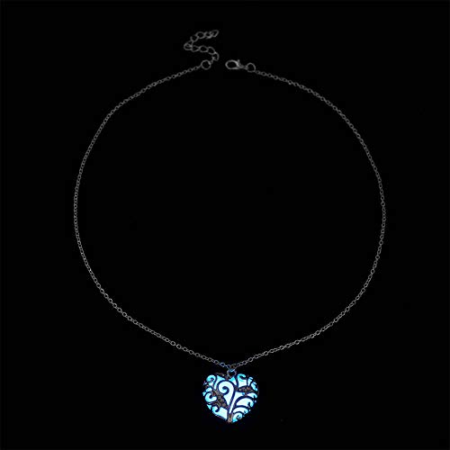 Aimimier Luminous Heart Necklace Halloween Fluorescent Stone Necklace Glow in The Dark Accessories for Women4