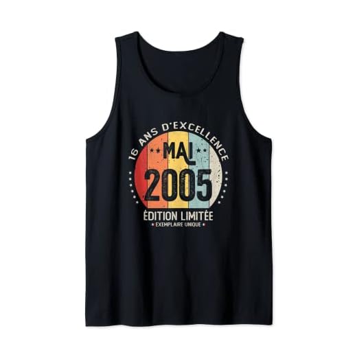 16 años, cumpleaños, niño, niña, regalo de mayo de 2005. Camiseta sin Mangas