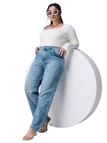 Image of Miss Chase A+ Women's Wide Leg High Rise Regular Length Stretchable Denim Jeans