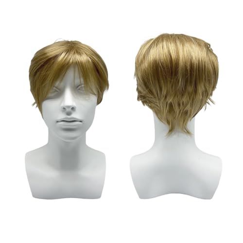SKHAOVS Mens Short Layered Blonde Color Wig with Bangs for Male Halloween Party Costume - Daily Use, Heat Resistant Synthetic Hair Wig - Image 3
