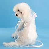 Syiyunran Regenjacken Hund Wasserdicht - White Trim, 1pc, Dog Raincoat für Hunde Mit Einem Gewicht Von 3,5-4,5kg, Regenjacken für Hunde Einfach zu Tragen, Winddicht und Regenfest Regencape