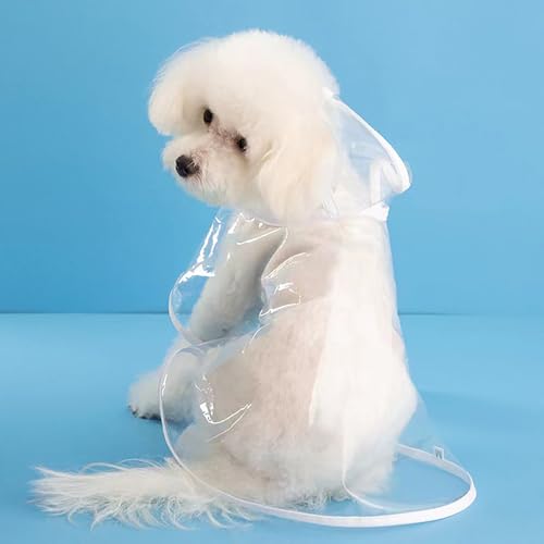 Syiyunran Regenjacken Hund Wasserdicht - White Trim, 1pc, Dog Raincoat für Hunde Mit Einem Gewicht Von 3,5-4,5kg, Regenjacken für Hunde Einfach zu Tragen, Winddicht und Regenfest Regencape