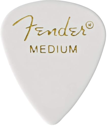 Image of Fender Classic Celluloid Guitar Picks 351 Shape, Guitar Accessories, White, Medium, 12-Pack