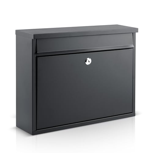 Boîte aux lettres murale extérieure noire grand format acier - 5