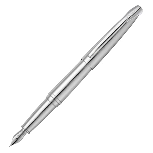 Image of Cross ATX Luxury Pure Chrome Fountain Pen - Fine Nib, Effortless Writing, Presented in Premium Gift Box