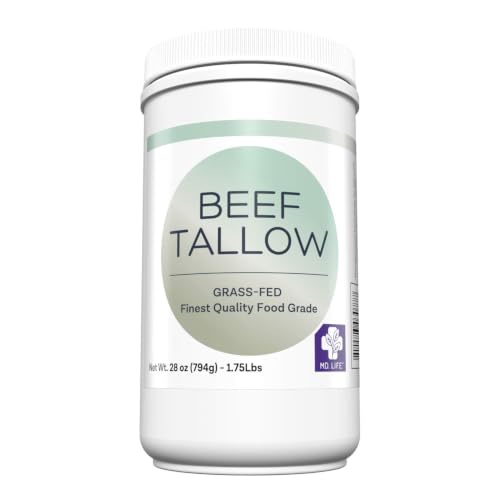 MD. Life Beef Tallow for Cooking - Food Grade Grass Fed Beef Tallow for Cooking Oil Replacement - 28 Ounce - Pasture Raised Keto Friendly Beef Tallow- Used to Make Candles &amp; Soap