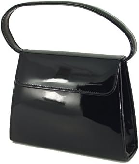 LONI Clutch Handbag Purse for Women | Shoulder & Top-Handle Grab Handbag | Black Patent PU Leather Wedding Prom Evening