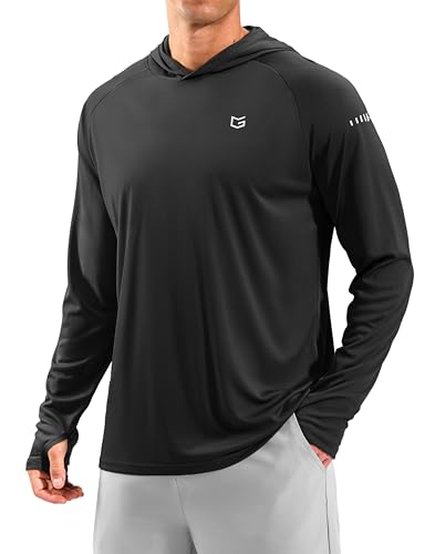 Image of Men's Sun Protection Hoodie Shirts Long Sleeve UPF 50+ Swim Shirts for Men Rash Guard Fishing Shirt Quick Dry