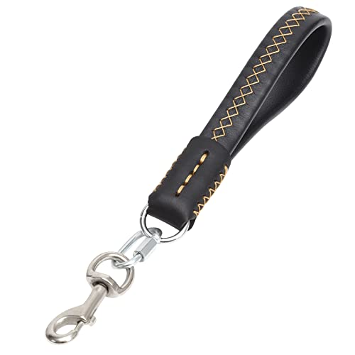 Guiding Star Short Leather Dog Leash Traffic Leash for Dogs Short Dog Leash for Large Medium Dogs Training and Walking 1234 Black  Cucciolini Doodles Guiding star short leather dog leash traffic leash for dogs short dog leash for large medium dogs training and walking 1234 black   cucciolini doodles