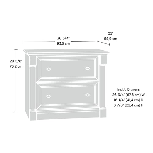 Image of Sauder Palladia File Cabinet with 2 Drawers, Safety Mechanism, Lateral File Cabinet - Select Cherry Finish
