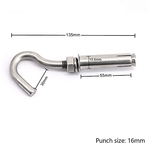 8X NUZAMAS M12 Expansion Screw Bolts Open Cup Hook 304 Stainless Steel Anchor Bolts with Open Hook Sleeve Screw for Wall Masonry Concrete Expansion Heavy Duty Bolts - Image 2