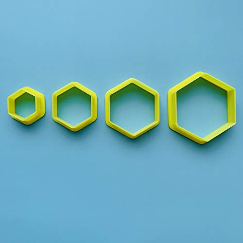 Set of 4 Hexagon Shaped Cutters Made for Use with Polymer Clay