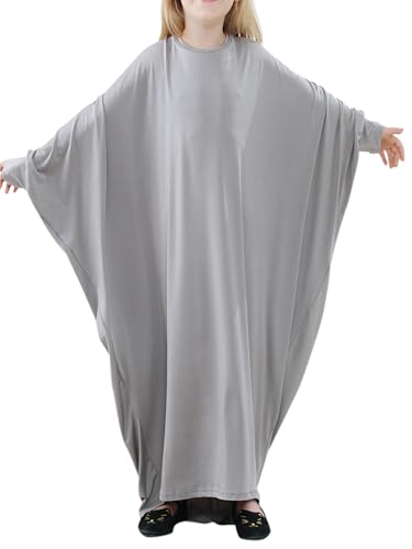 WSPLYSPJY Girls Muslim Abaya Dress One Piece Dubai Kaftans for Kids Solid Color Islamic Prayer Clothes2