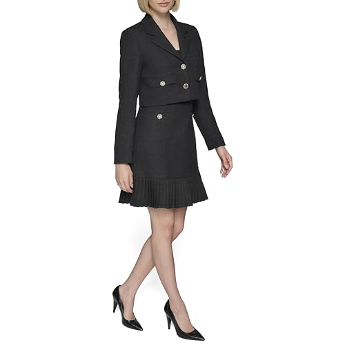 KARL LAGERFELD Women's Collared Tweed Long Sleeves Jacket3