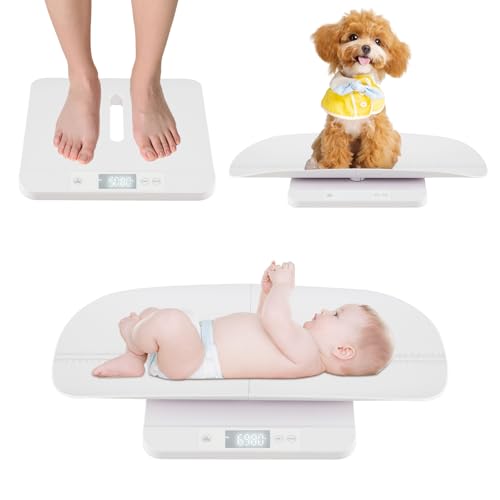 COSTWAY Babywaage digital, 50 g bis 150 kg, Kinderwaage mit abnehmbarem Tablett, Säuglingswaage mit LED-Anzeige, 5 Messmodi & Tarafunktion, Dititalwaage, Tierwaage für Baby, Erwachsene