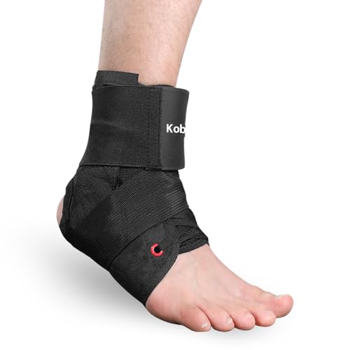 KobePro Ankle Brace for Sprained Ankle - Lace Up Adjustable Support, Figure 8 Ankle Braces, Adjustable Ankle Support Ankle Stabilizer for Running, Basketball, Injury Recovery, Soccer (Large)
