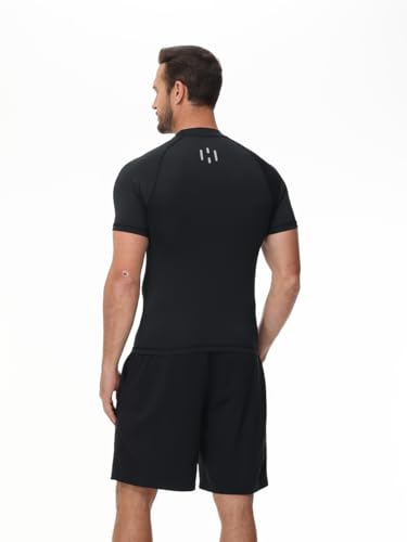 Compression UV Rash Guard - Men's UPF 50+ Short Sleeve Quick Dry Swim & Surf Shirt3