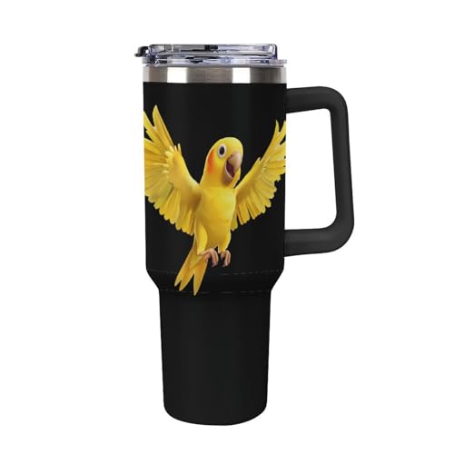 Taza de coche de 40 oz y botella de agua con diseño original de loro indio amarillo