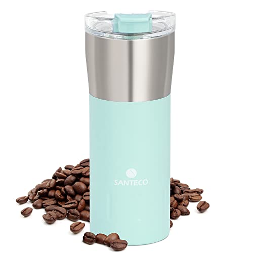 SANTECO Travel Coffee Mug 17 oz, Insulated Coffee Cups with Flip Lid, Stainless Steel Coffee Mugs Spill Proof, Double Wall Vacuum Tumblers, Reusable To Go Mug for Hot/Ice Coffee Tea - Green
