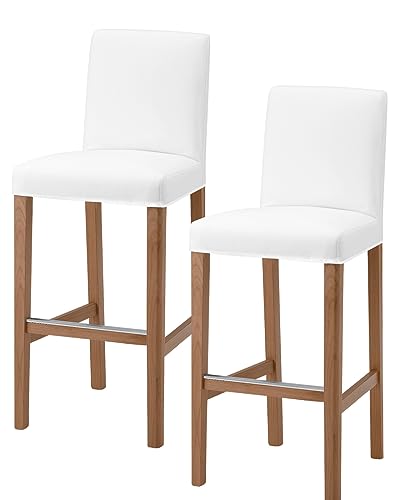 Anzona White Bar Stool Cover Set of 2, Pure White Stretch Bar Chair Cover, Removable Washable Pub Counter Stool Chair Slipcover for Kitchen Dining Room Pub Cafe