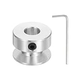 PATIKIL 8mm Fixed Bore 20mm OD Single Groove Pulley, Aluminum Alloy Mechanical V-Belt Pulley with Hex Wrench for Motor Shaft Drilling Machine 5-6 mm PU Round Belt, Silver