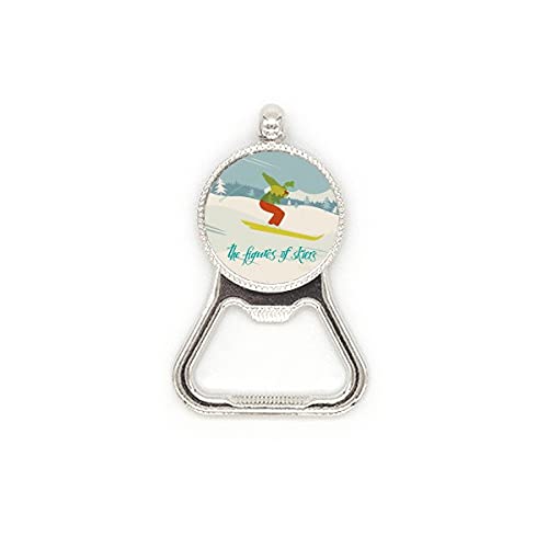 Décapsuleur ski cadeau idéal en acier inoxydable avec illustration vintage sport d'hiver