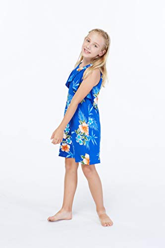 Girl Hawaiian Round Neck with Ruffle Dress in Hibiscus2